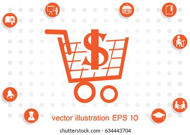 Cart icon vector illustration eps10. Isolated badge shopping cart  for website or app - stock infographics