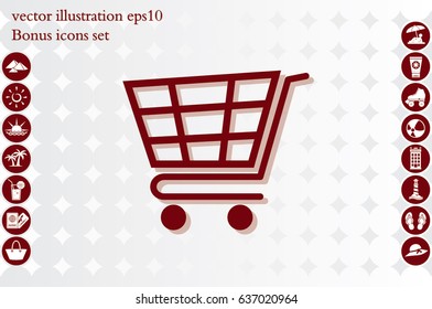 Cart icon vector illustration eps10. Isolated badge shopping cart  for website or app - stock infographics
