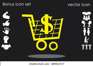 Cart icon vector illustration eps10. Isolated badge shopping cart  for website or app - stock infographics