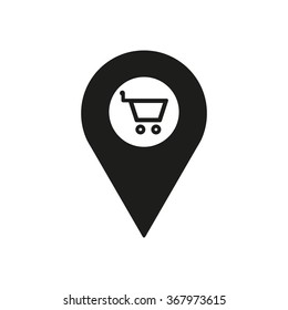   cart icon, vector illustration.  Flat design style