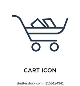 Cart icon vector isolated on white background, Cart transparent sign , line symbol or linear element design in outline style