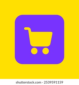 Vector del icono del Carrito, púrpura sobre fondo amarillo