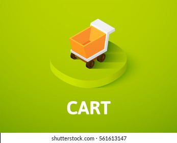 Cart icon, vector symbol in flat isometric style isolated on color background