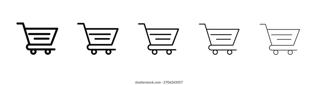 Cart icon web Vector collection in black strokes