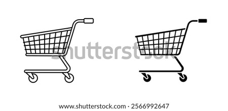 Cart icons in outline and fill. vector illustration for ui.