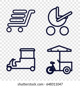 Cart icons set. set of 4 cart outline icons  