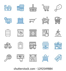 cart icons set. Collection of cart with supermarket, sale, mobile shopping, product, store, shop, ice cream cart, trolley, ice cream truck, promotion. Editable and scalable icons.