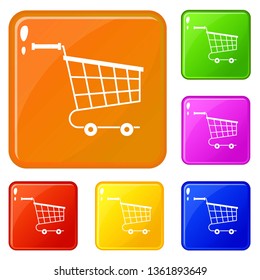 Cart icons set collection vector 6 color isolated on white background