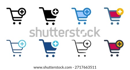  Add to cart icons set multiple style collection. Editable stroke 

