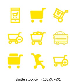 cart icons set with shopping cart filled tool, subtract of shopping cart and wagon vector set