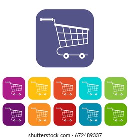 Cart icons set vector illustration in flat style In colors red, blue, green and other