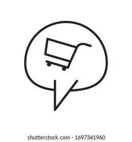 Carro dentro de la línea de burbuja diseño icono de la compra en línea del mercado de comercio electrónico comprar banca pagada y el tema del consumismo Vector ilustración