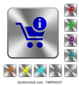 Cart item info engraved icons on rounded square glossy steel buttons
