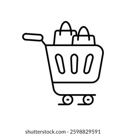 Cart with Items icon vector stock illustration