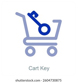 Cart Key and trolley icon concept