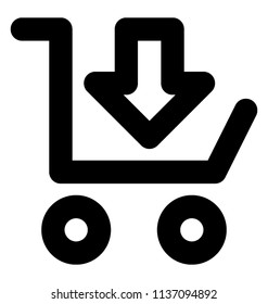 Cart like shape with circles i e wheel along with downward directing arrow, this is add to cart icon idea
