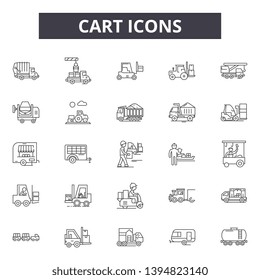 Cart  line icon signs.  Linear vector outline illustration set concept.