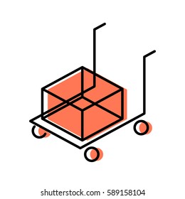 Cart line vector icon for shipping.