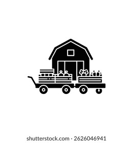 Carrinho Carregado com Produtos Hortícolas Frescos Estacionados por Celeiro - Produto Colhido