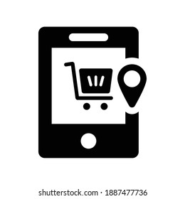 Cart location icon.map,store (vector illustration)