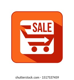 Cart logo template icon flat design vector with arrow and sale text