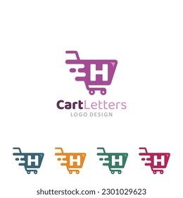 Cart Logo vector of trolley symbol design letter H online shop icon business store sign clipart