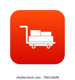 Cart with luggage icon digital red for any design isolated on white vector illustration
