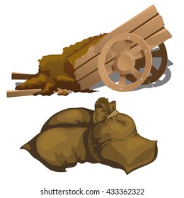 A Cart With Manure. Vector Illustration.