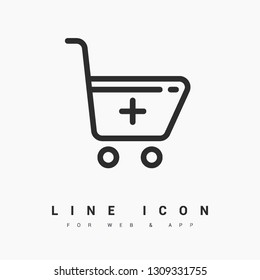 Cart minimal icon. Bought item line vector icon for websites and mobile minimalistic flat design.