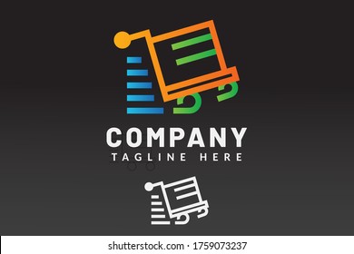 Warenkorb für schnelle Logistiksymbole Logo-Vorlage für Zustellmarken und Dienstleistungsunternehmen, die für Icon-Unternehmen, Druck, Identitätsversand, Label Corporate, Express-Zustellung verwendet werden