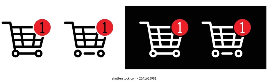 cart with number icon set. style sign symbol for app and web, vector illustration	
