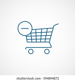 Cart Offline Remove Blue Line Icon On White Background