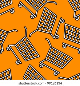 cart on orange seamless pattern