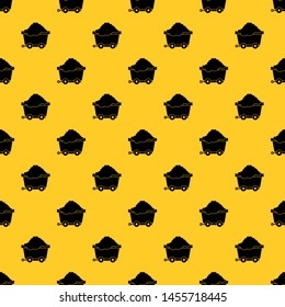 Cart on wheels with coal pattern seamless vector repeat geometric yellow for any design
