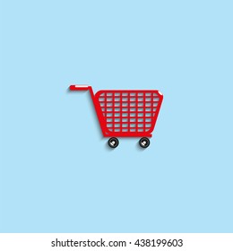 Cart on wheels for goods. Vector icon.