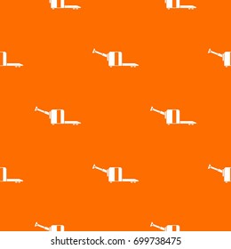 Cart on wheels pattern repeat seamless in orange color for any design. Vector geometric illustration