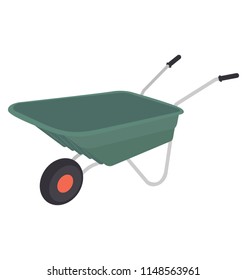 
Cart with one wheel and two handles, showing wheelbarrow icon

