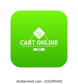 Cart online icon green vector isolated on white background