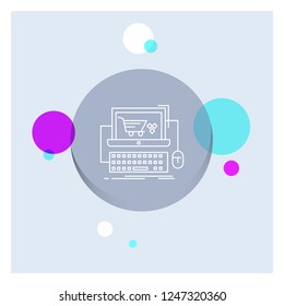 Cart, online, shop, store, game White Line Icon colorful Circle Background