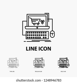 Cart, online, shop, store, game Icon in Thin, Regular and Bold Line Style. Vector illustration