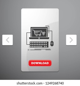 Cart, online, shop, store, game Glyph Icon in Carousal Pagination Slider Design & Red Download Button