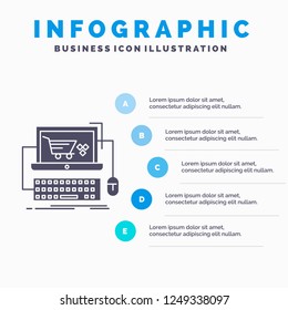 Cart, online, shop, store, game Infographics Template for Website and Presentation. GLyph Gray icon with Blue infographic style vector illustration.