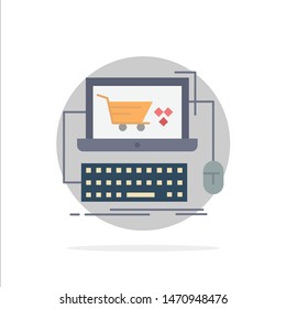 Cart, online, shop, store, game Flat Color Icon Vector. Vector Icon Template background