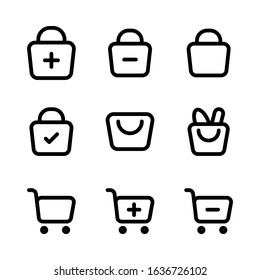 Cart Outline Icon Set Vector