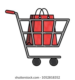 cart with paper shopping bag