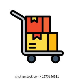 Cart with parcel vector, Black friday related filled design icon