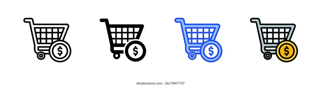 Cart Payment Icon Collection With Multiple Styles