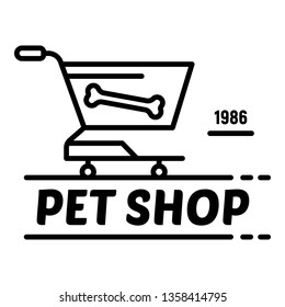 Cart pet shop logo. Outline cart pet shop vector logo for web design isolated on white background