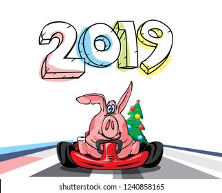 cart with pig racer 