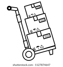 cart with pile carton boxes